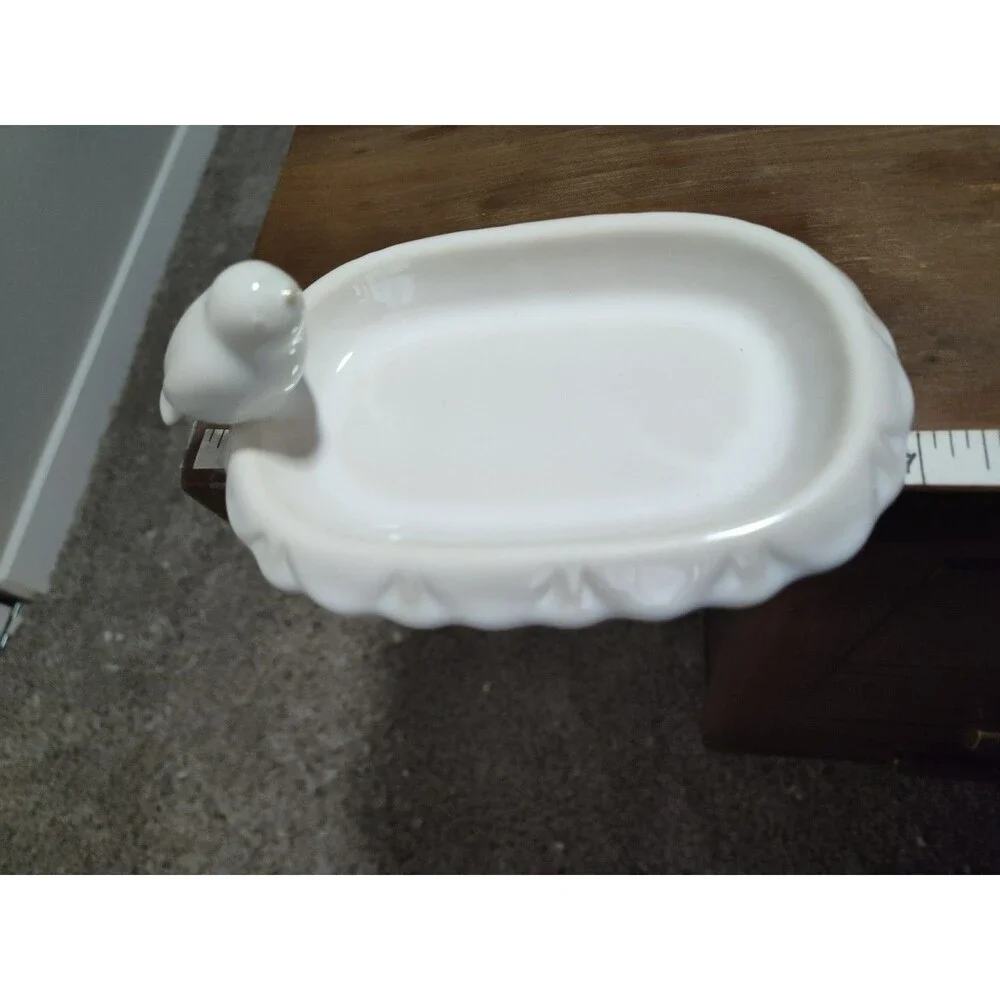 Pottery Barn Trinket Soap Bird White and Tan 6 3/4